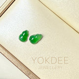 0.9cts Icy A-Grade Natural Imperial Green Jadeite Hulu (Calabash) Pair No.180850