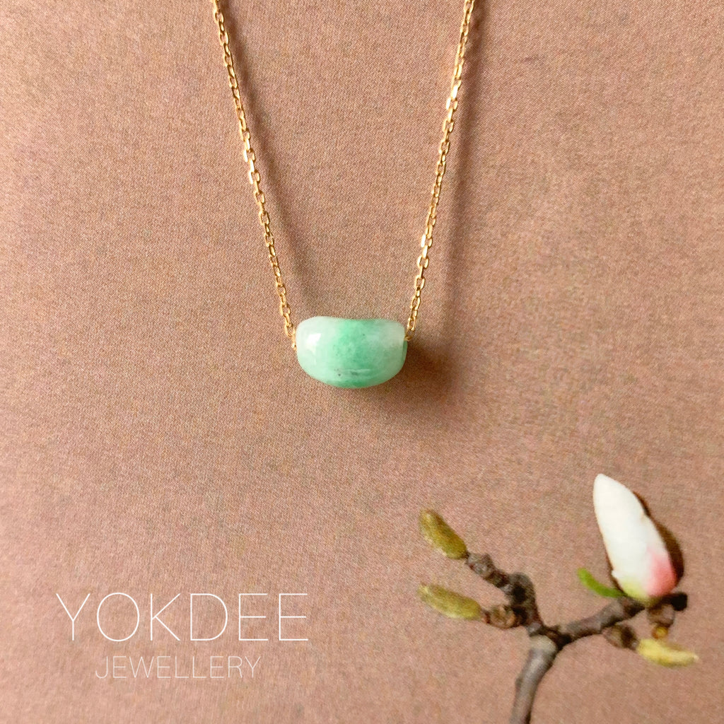 A-Grade Natural Moss On Snow Jadeite Jelly Bean Pendant No.172827