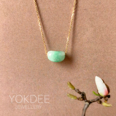 A-Grade Natural Moss On Snow Jadeite Jelly Bean Pendant No.172827