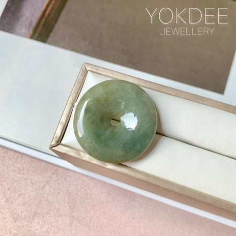 A-Grade Natural Dark Yellowish Green Jadeite Donut No. 220380