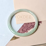 59.9mm A-Grade Natural Light Green Lavender Jadeite Traditional Round Slim Cut Bangle No.152117