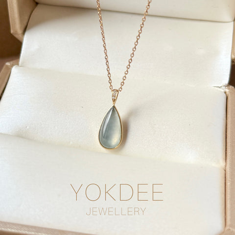 Icy A-Grade Natural Jadeite Farbella Pear Pendant No. 172835