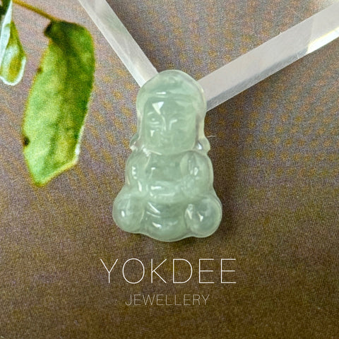 A-Grade Natural Light Green Jadeite Baby Buddha Pendant No.172743