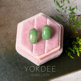 A-Grade Natural Imperial Green Jadeite Cloop Earring Studs No.180878