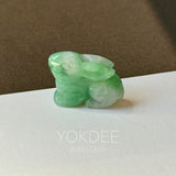 A-Grade Floral Imperial Green Jadeite Rabbit Pendant No. 172939