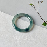 16mm A-Grade Natural Blue Floral Jadeite Slim Cut Ring Band No. 162669