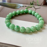9.2mm A-Grade Natural Apple Green Jadeite Beaded Bracelet No. 190526