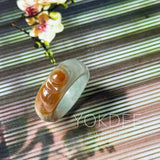 16.1mm A-Grade Blue Brownish Yellow Jadeite Ingot Ring No. 162652