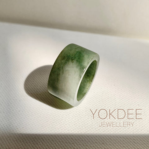 17.2mm A-Grade Natural Tri-Colour Jadeite Archer Ring Band No. 161933