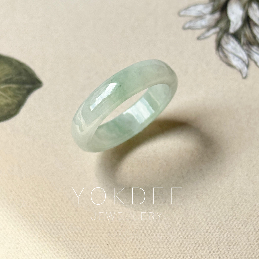 16.1mm A-Grade Natural Floral Jadeite Ring Band No.162515