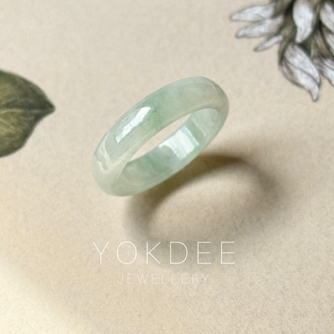 16.1mm A-Grade Natural Floral Jadeite Ring Band No.162515