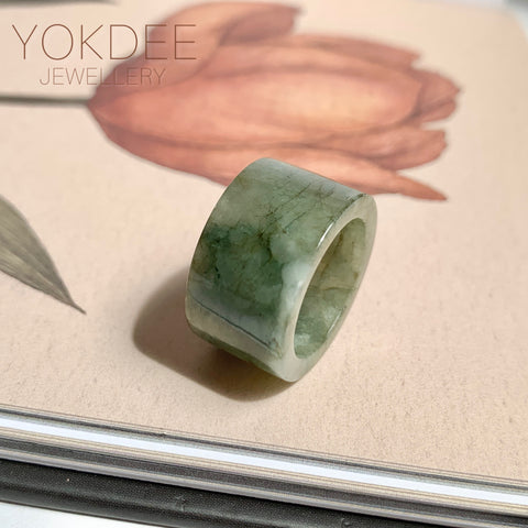 17.2mm A-Grade Natural Dark Green Jadeite Archer Ring Band No. 161931