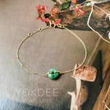 A-Grade Natural Imperial Floral Jadeite Bagel Bracelet (Champagne Gold) No.190498