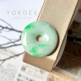 A-Grade Natural Moss on Snow Jadeite Donut Pendant No.220710