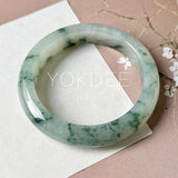 56.6mm A-Grade Natural Super Floral Jadeite Modern Round Bangle No.152196