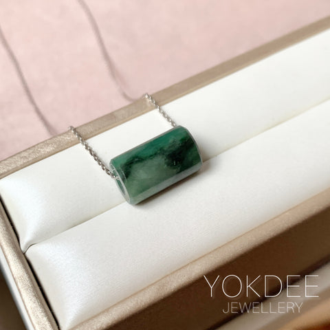 A-Grade Natural Bluish Green Jadeite Barrel No.172929