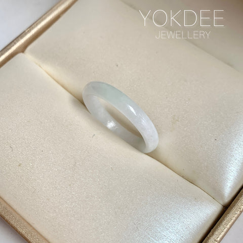 17.1mm A-Grade White Green Jadeite Slim Cut Ring Band No. 162601