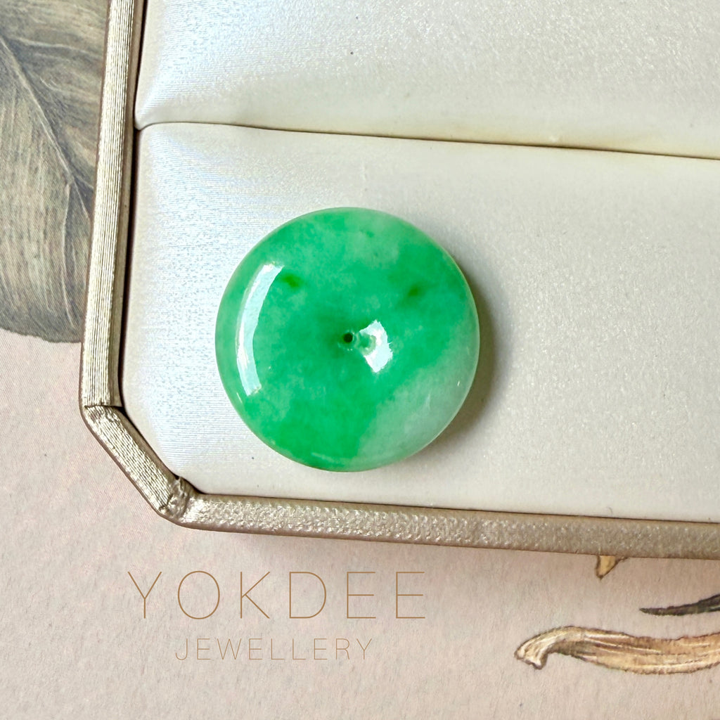 SOLD OUT: A-Grade Natural Moss On Snow Jadeite Donut No.172606
