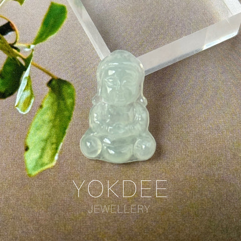 A-Grade Natural Light Green Jadeite Baby Buddha Pendant No.172744