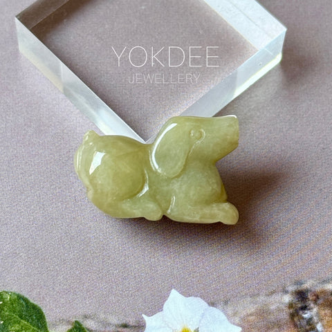 A-Grade Yellow Jadeite Dog Pendant No. 172933