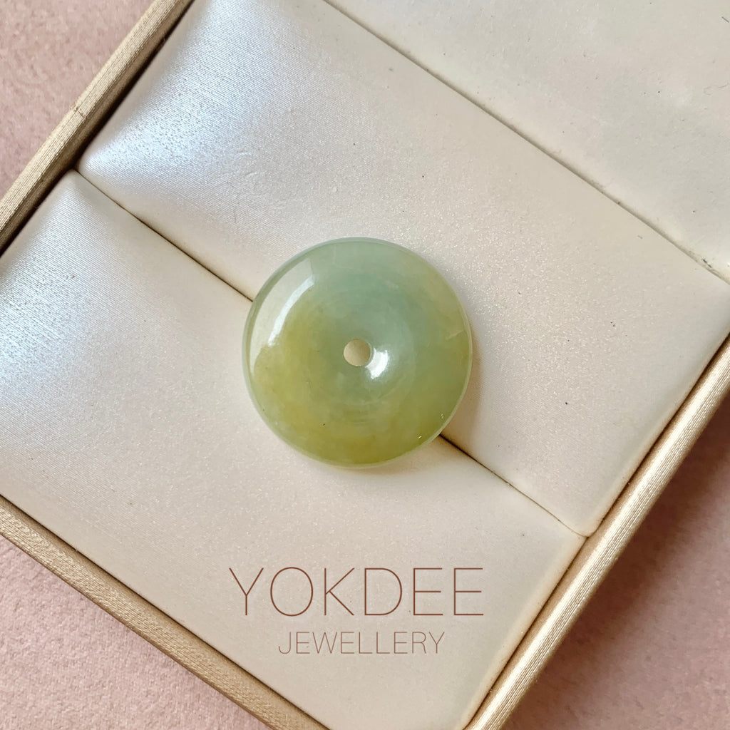 A-Grade Natural Blue Yellow Jadeite Donut No.172812