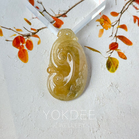 A-Grade Yellow Jadeite Ruyi Pendant No. 172726