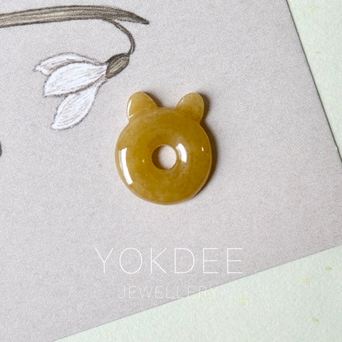 A-Grade Natural Yellow Jadeite Little Kitten Pendant No.172687