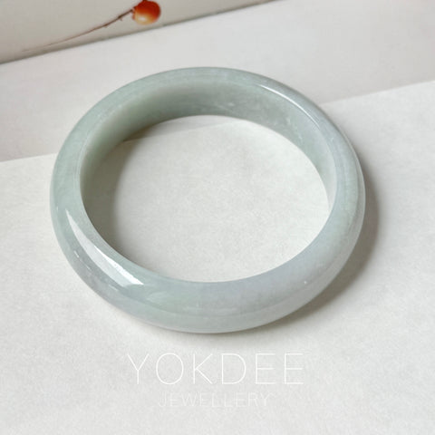 57.5mm A-Grade Lavender Green Jadeite Modern Round Bangle No.151863