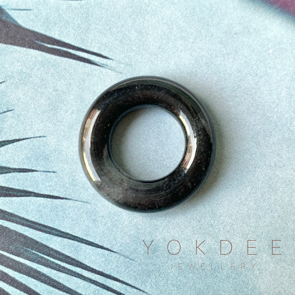 SOLD OUT: A-Grade Natural Black Jadeite Bagel Piece No.172156