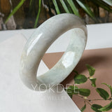 57.1mm A-Grade Natural Light Green Jadeite Modern Round Bangle No. 600125