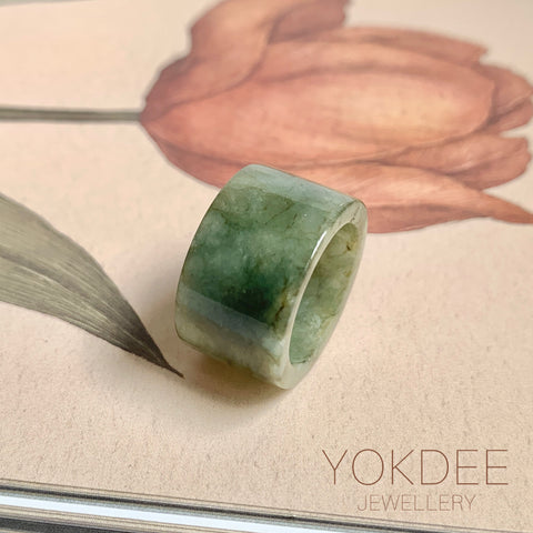 17.2mm A-Grade Natural Dark Green Jadeite Archer Ring Band No. 161920