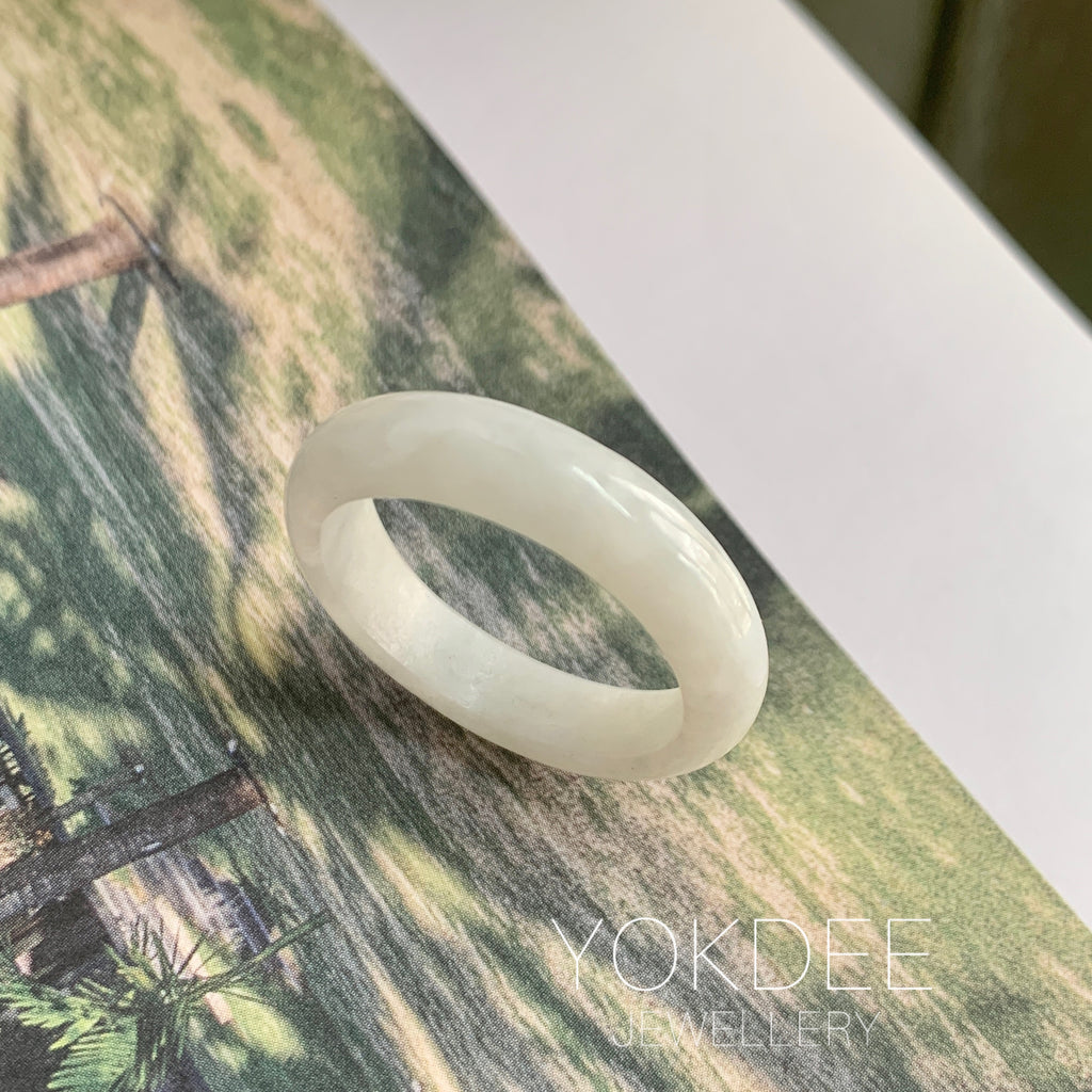 21.7mm A-Grade Natural White Jadeite Ring Band No. 161698