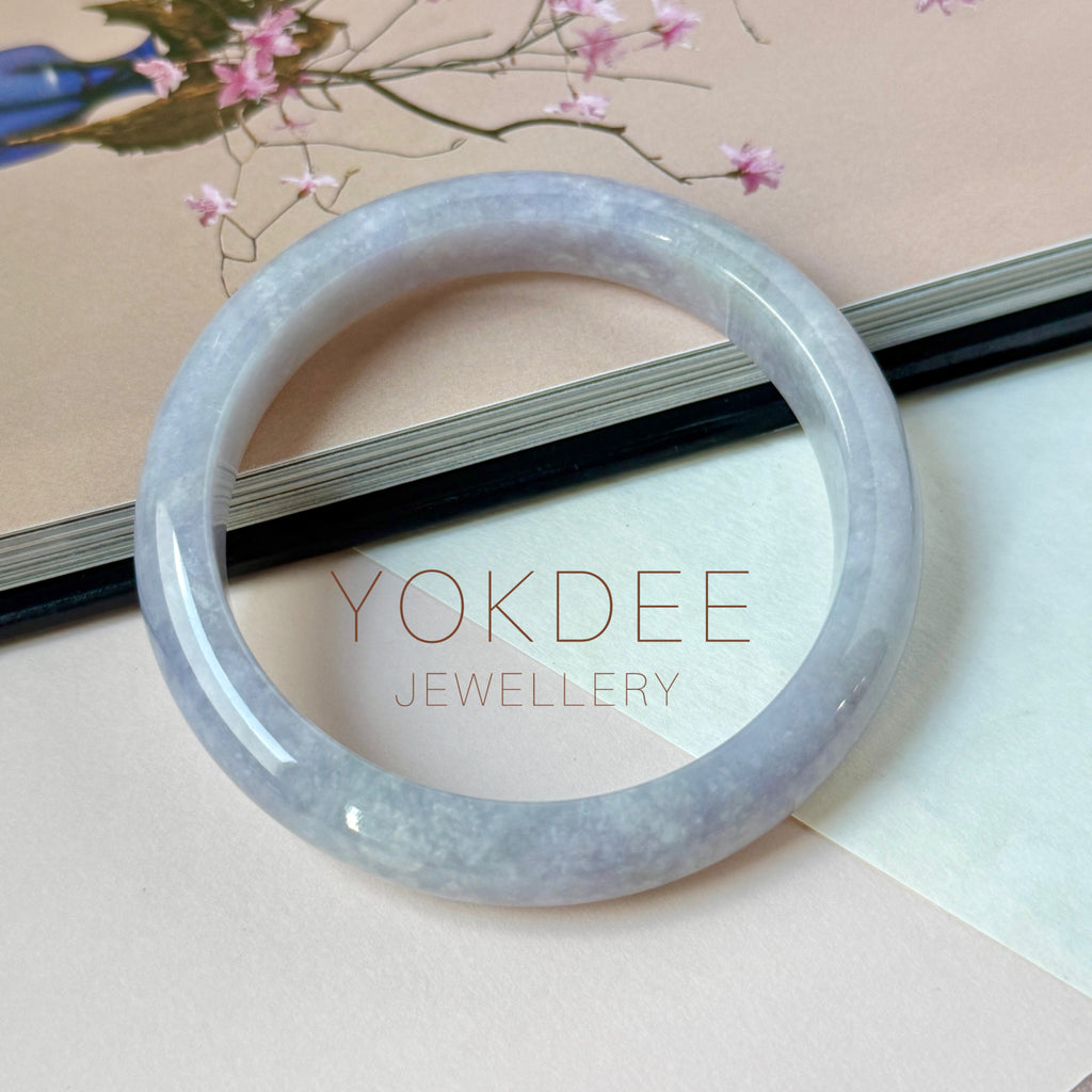 59.8mm A-Grade Natural Purple Jadeite Modern Round Bangle No.152128