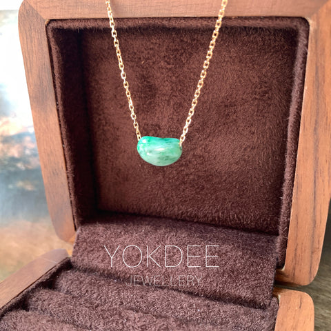 A-Grade Natural Imperial Floral Jadeite Jelly Bean Pendant No.172947