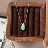 A-Grade Natural Moss On Snow Jadeite Waterdrop Bean Pendant No.172909