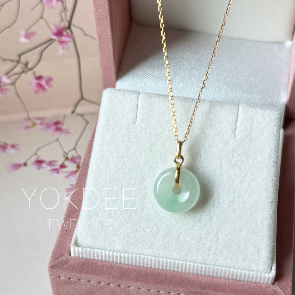 Icy A-Grade Natural Moss On Snow Jadeite Bagel Pendant No.172985