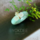 16.9mm A-Grade Natural Moss On Snow Jadeite Joseon Ring Band (Osmanthus Flower) No.162630