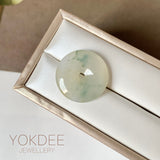 A-Grade Natural Bluish Floral Jadeite Donut No.171315