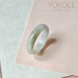 19.2mm A-Grade White Yellowish Green Jadeite Ring Band No. 161576
