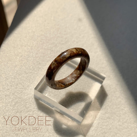 18.8mm A-Grade Natural Dark Brown Jadeite Ring Band No. 161735