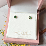Icy A-Grade Natural Imperial Green Jadeite Petite Dolly Earring (Champagne) No.180950