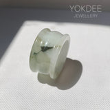 19.3mm A-Grade Natural White Green Jadeite Archer Ring Band No.162646