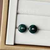 Icy A-Grade Natural Dark Blue Jadeite Donut Stud Earrings No. 180904