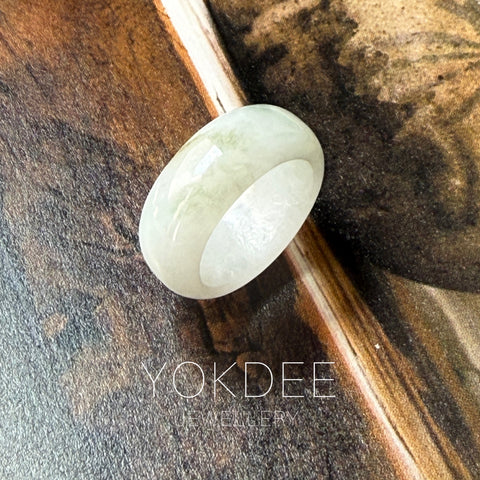 14mm A-Grade White Green Jadeite Ring Band No. 162596