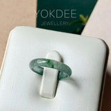16.3mm Icy A-Grade Natural Blue Green Jadeite Slim Cut Ring Band No. 162639