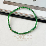 3mm Icy A-Grade Natural Imperial Green Jadeite Beaded Bracelet No.190492