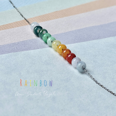 A-Grade Natural Rainbow Jadeite Mini Bagel Pieces No.190476
