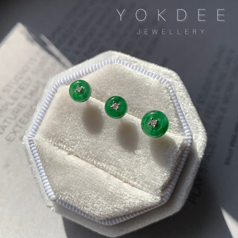 Icy A-Grade Natural Imperial Green Jadeite Donut Single Stud Earring No.180804 A/B/C