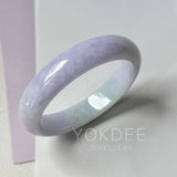 54.5mm A-Grade Natural Lavender Green Jadeite Modern Round Bangle No.152063