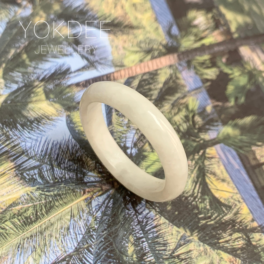 21.6mm A-Grade Natural White Jadeite Ring Band No. 161697